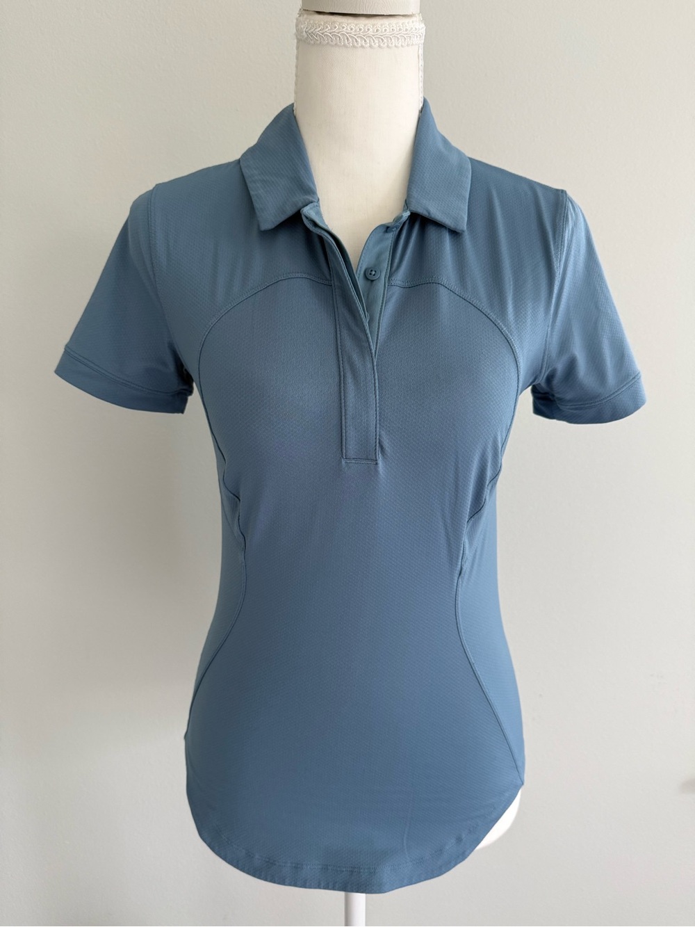 lululemon Quick-Dry Short Sleeve Polo Shirt, Utility Blue, size 2